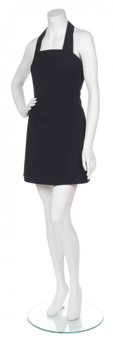 A Claude Montana Black Halter Dress, Size 38.: A Claude Montana Black Halter Dress, in an A-line shape. Labeled: Montana. Size 38.