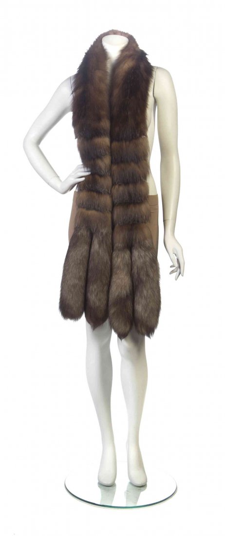 A Creation Vittorio Brown Fox Tail Scarf,: A Creation Vittorio Brown Fox Tail Scarf, circa 1970. Labeled: Creation Vittorio. Property from a Midwest Institution