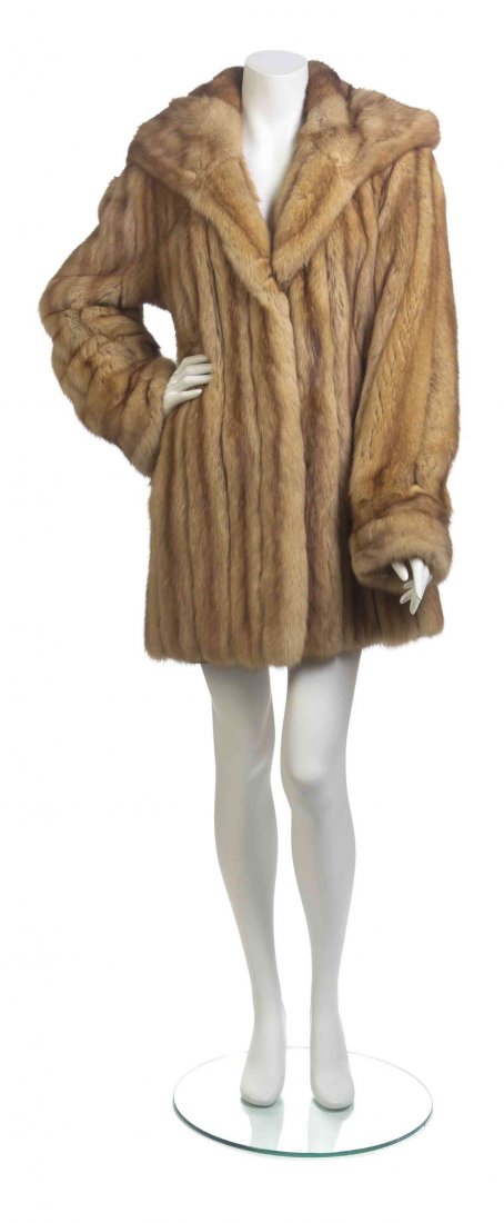 A Karl Lagerfeld Canadian Sable Mink Fur Coat,: A Karl Lagerfeld Canadian Sable Mink Fur Coat, hooded. Labeled: Karl Lagerfeld.