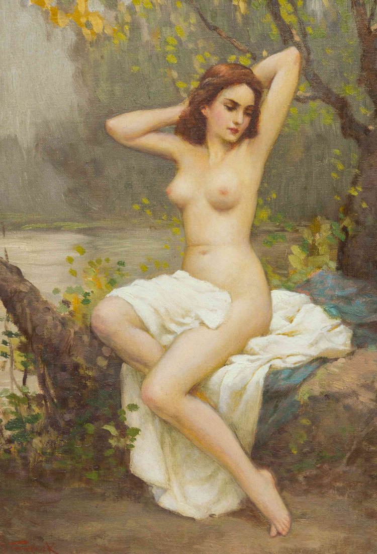 Joseph Tomanek, (American, 1889-1974), Sadie: Joseph Tomanek (American, 1889-1974) Sadie oil on board signed J. Tomanek (lower left) 13 3/4 x 10 inches. Property from the Collection of Ms. Susan Larson, Chicago, Illinois