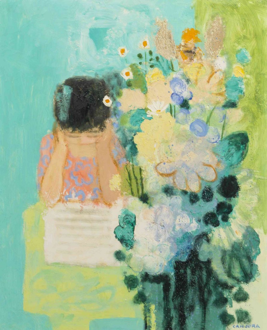 Noe Canjura, (French, 1925-1973), Lessons: Noe Canjura (French, 1925-1973) Lessons oil on canvas signed Canjura (lower right) 30 5/8 x 25 3/4 inches. Property from the Collection of Mrs. Sara Smith, Chicago, Illinois P