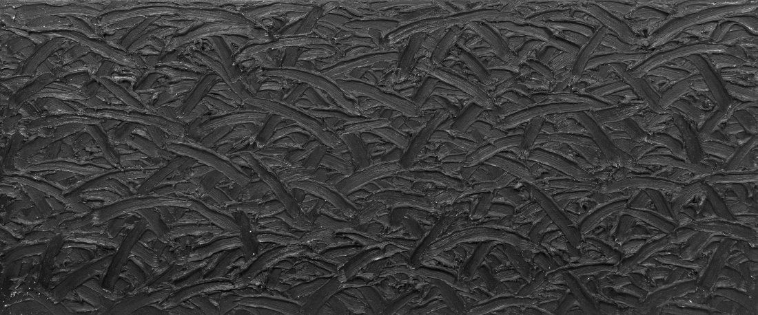 James Hayward, (American, b. 1943), Abstract #144: James Hayward (American, b. 1943) Abstract #144 (Ivory Black), 2007 oil on canvas on wood panel signed Hay (verso) 33 x 77 inches. Property from the Fontainebleau Resort, Las Vegas, N