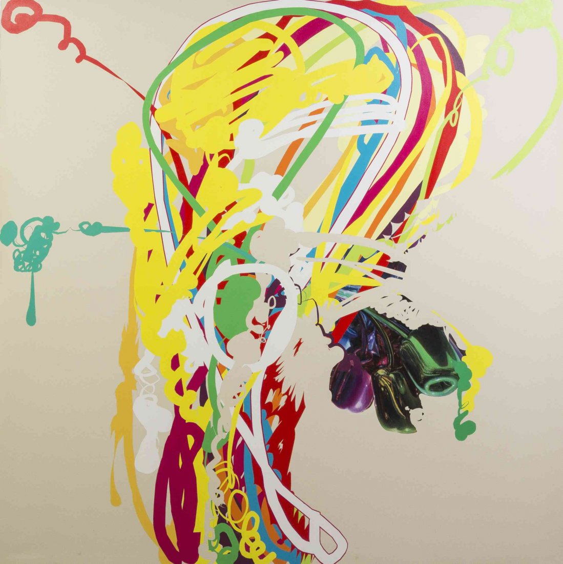 Andre Hemer, (20th/21st century), Too Many Prospects: Andre Hemer (20th/21st century) Too Many Prospects Not Enough Boom (Flowers for the Preview), 2007 acrylic on canvas initialed A.H., titled and dated (verso) 79 x 79 inches. Property