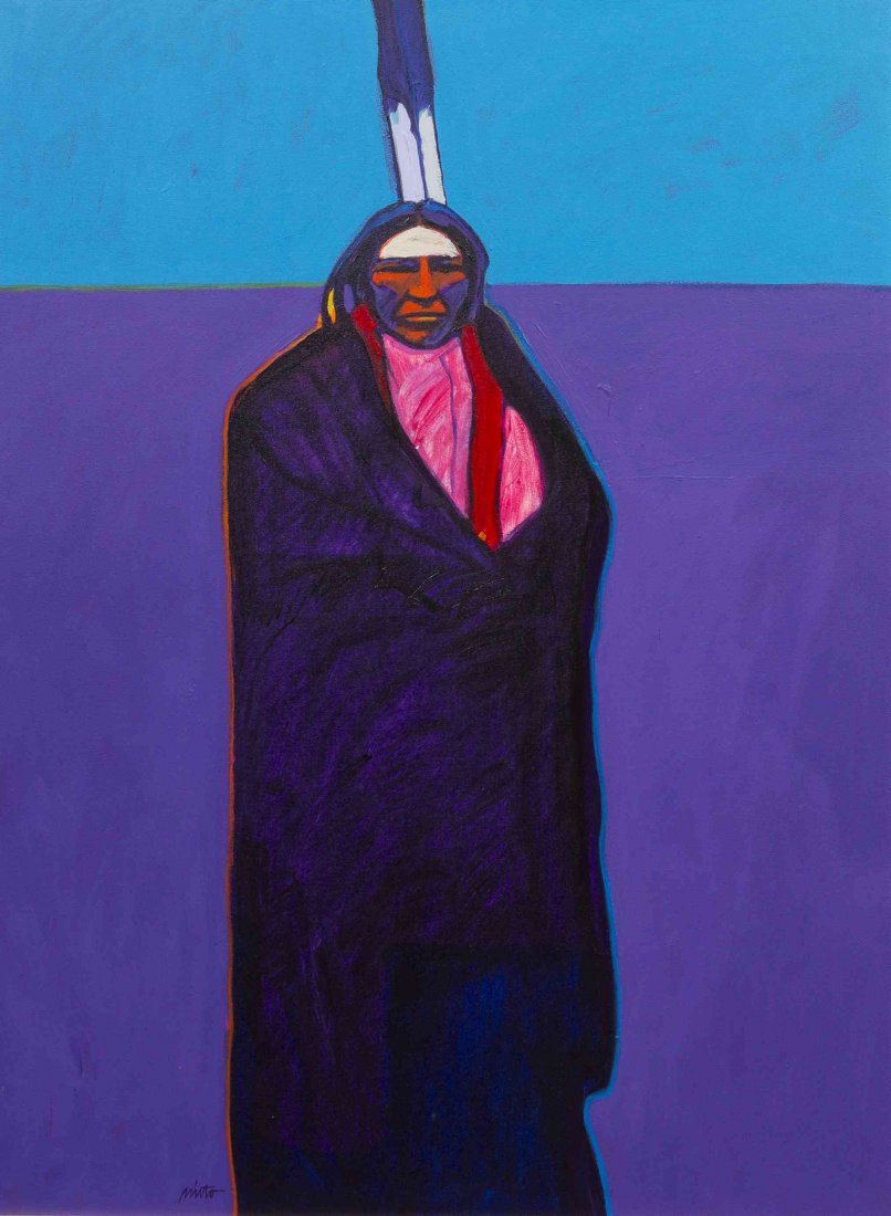 John Nieto, (American, b. 1936), Spotted Tail, 1988: John Nieto (American, b. 1936) Spotted Tail, 1988 oil on canvas signed Nieto (lower left); signed, titled and dated (on stretcher) 40 1/8 x 30 inches. Property from the Estate of Eliz