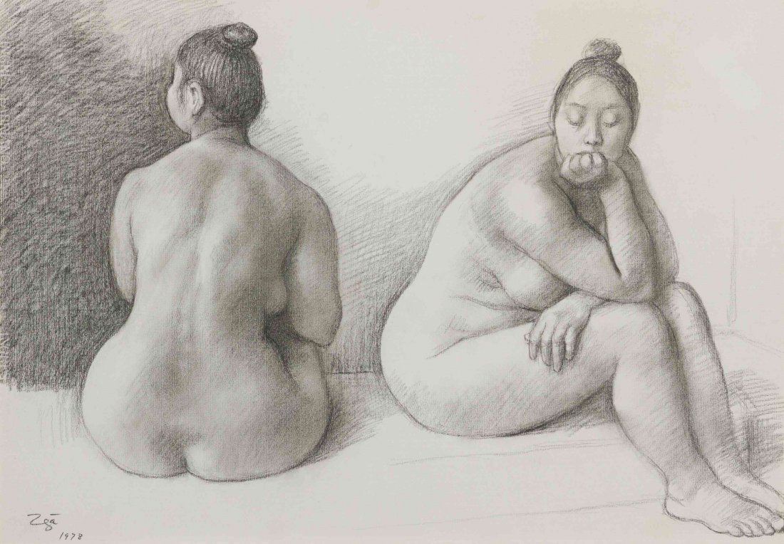Francisco Z·±iga, (Mexican, 1912-1998), Nudes, 1978: Francisco Z·±iga (Mexican, 1912-1998) Nudes, 1978 charcoal signed Zuniga and dated (lower left) 19 x 27 inches. Property from the Collection of Benjamin Tepper, West Palm Beach, Flori