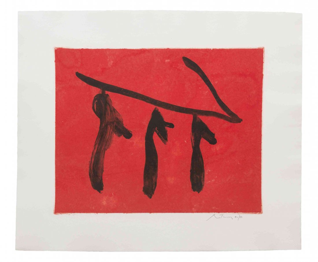 Robert Motherwell, (American, 1915-1991), Rite of: Robert Motherwell (American, 1915-1991) Rite of Passage I handcolored lithograph edition 40/50, signed Motherwell (lower right) 17 1/2 x 21 1/2 inches. Property from the Collection of