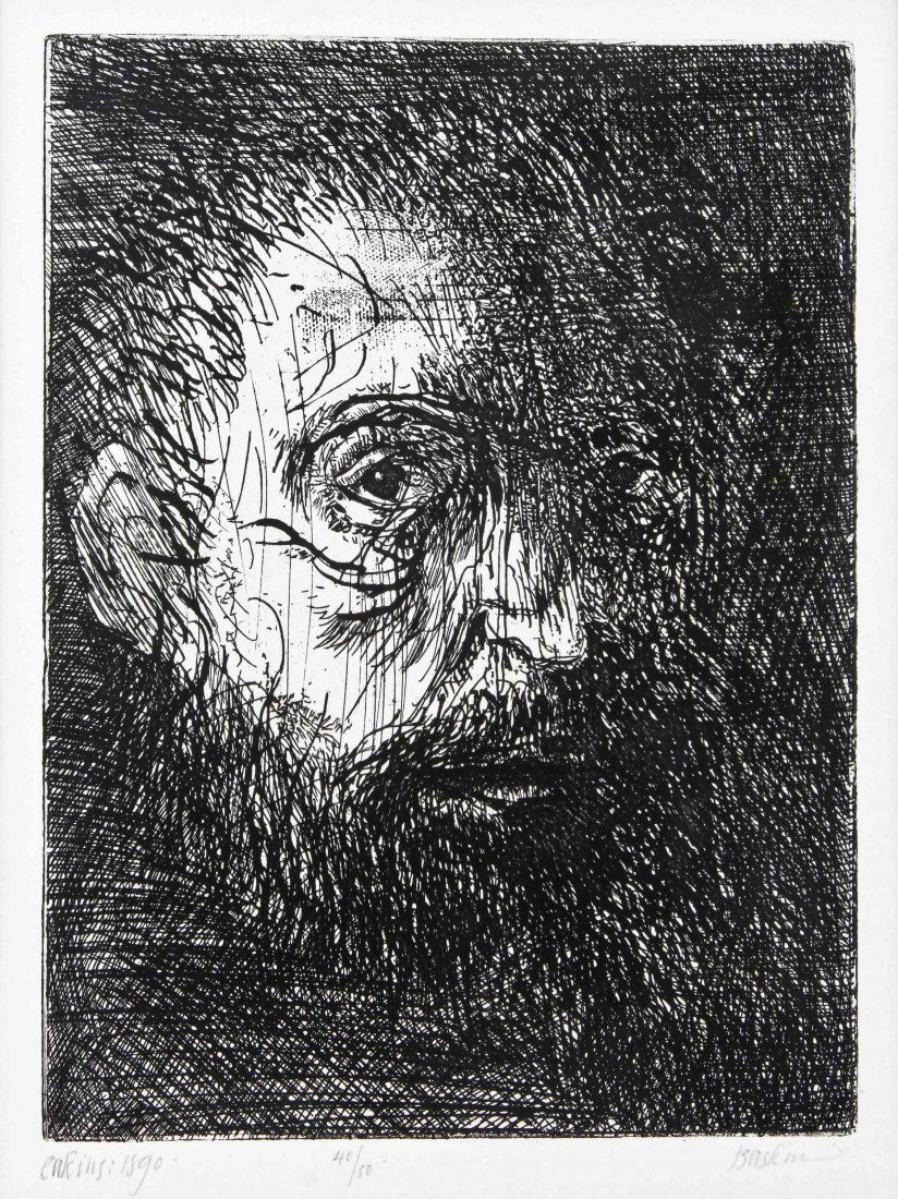 Leonard Baskin, (American, 1922-2000), Eugene Carriere,: Leonard Baskin (American, 1922-2000) Eugene Carriere, 1968, edition XII/C and Thomas Eakins, 1890 Edition 40/50 (two works); together with four prints Ex Libris for Samuel Lockshin,