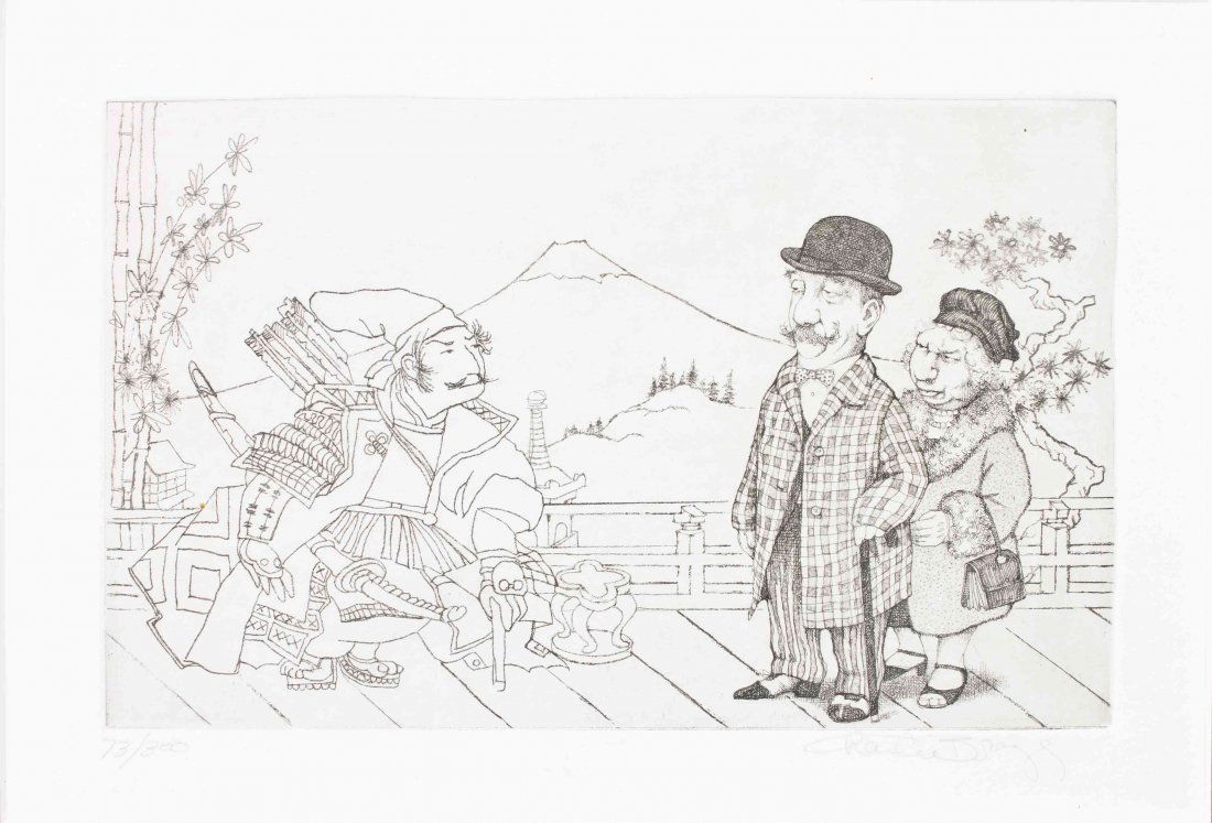 Charles Bragg, (American, b. 1931), The Tourist: Charles Bragg (American, b. 1931) The Tourist etching edition of 300, signed Charles Bragg (lower right, outside plate) 6 1/2 x 10 1/2 inches.