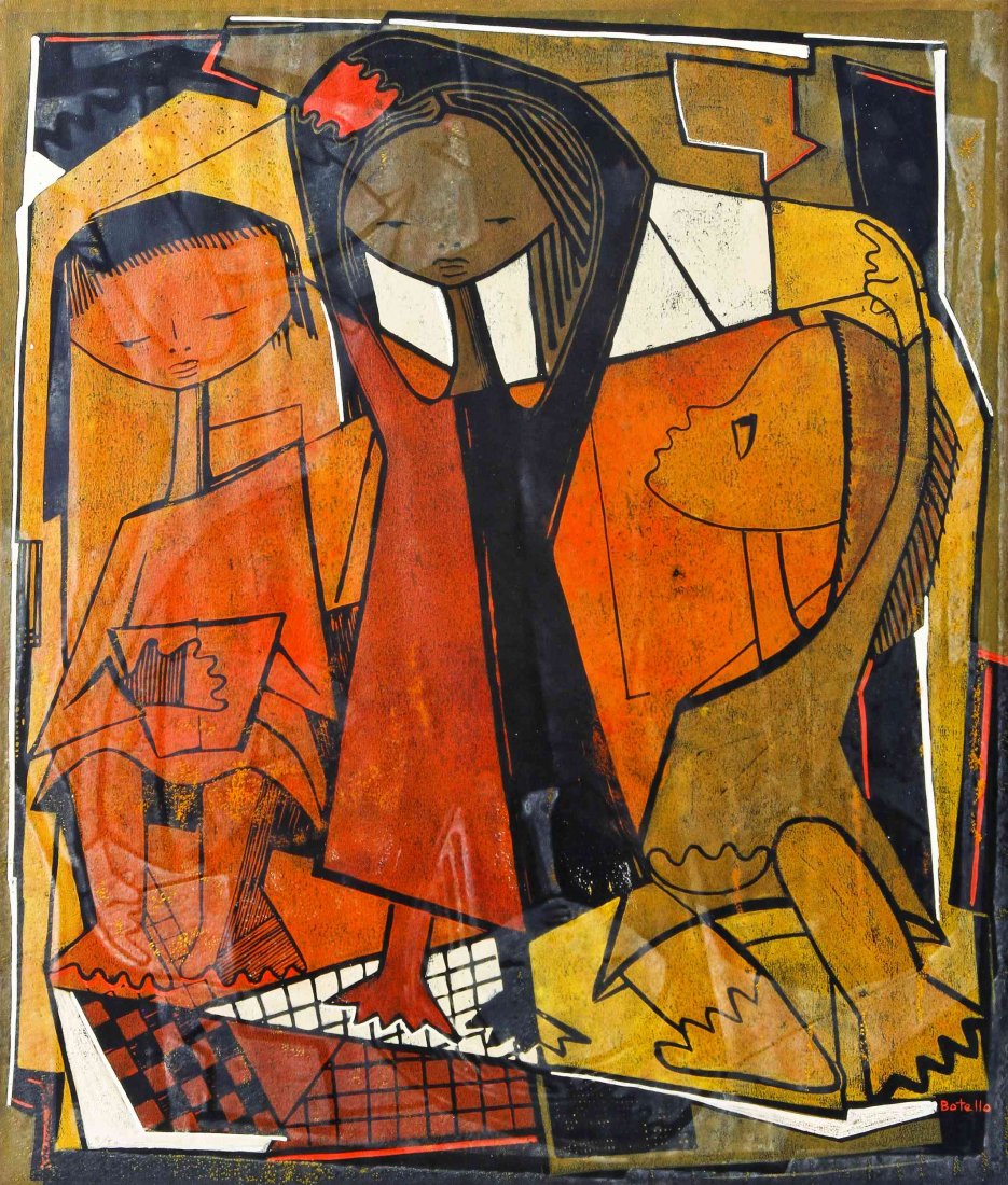 Angel Botello, (Puerto Rican, 1913-1986), Untitled: Angel Botello (Puerto Rican, 1913-1986) Untitled editon of 50; screenprint signed Botello (lower right) 29 x 25 inches.