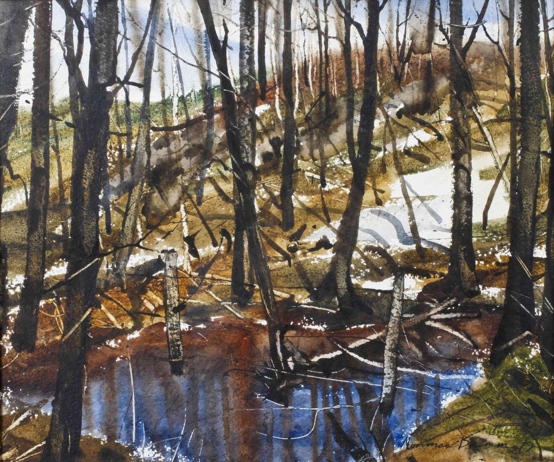 Norman Brumm, (American, 1938-2008), Wooded Landscape: Norman Brumm (American, 1938-2008) Wooded Landscape watercolor 20 x 24 inches.