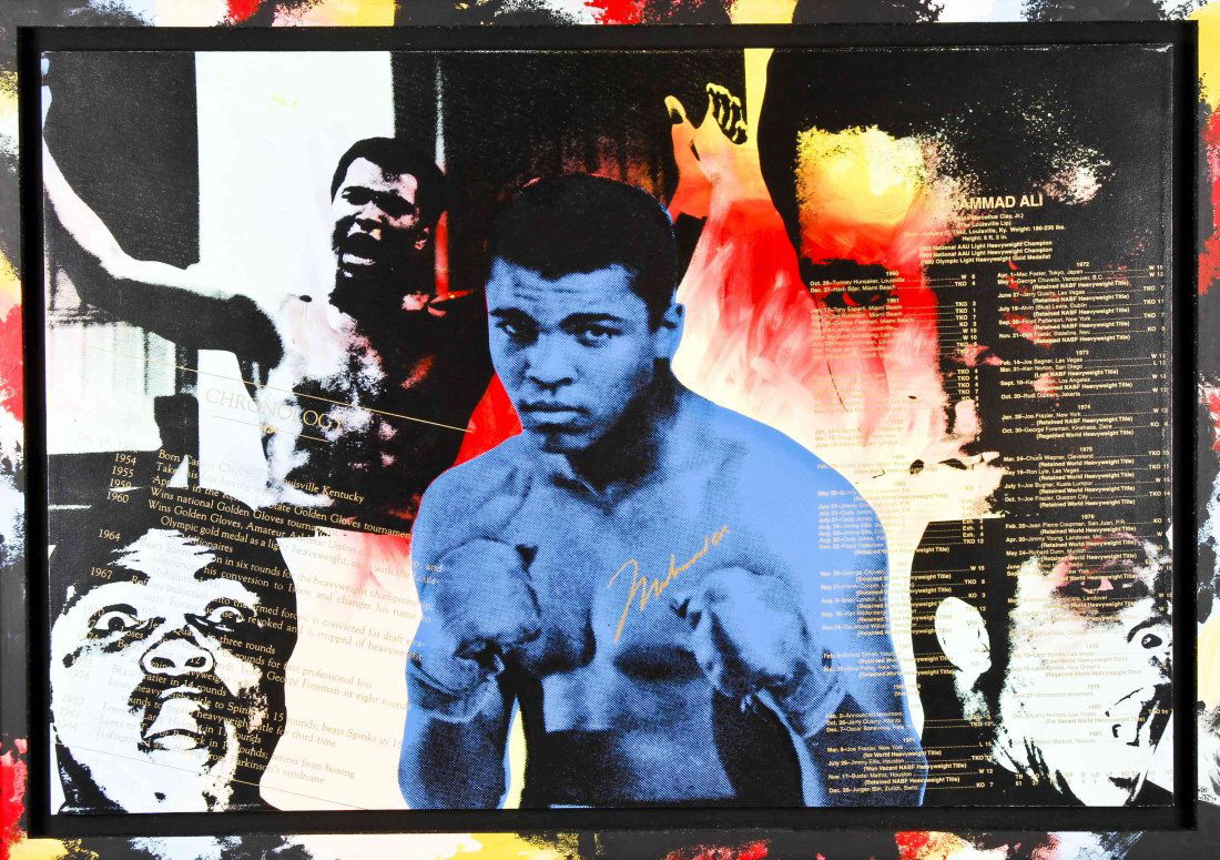 Steve Kaufman, (American, 1960-2010), Muhammad Ali,: Steve Kaufman (American, 1960-2010) Muhammad Ali, 1996 color screenprint on canvas edition of 99, signed SAK and dated (verso) 35 3/8 x 50 1/2 inches.