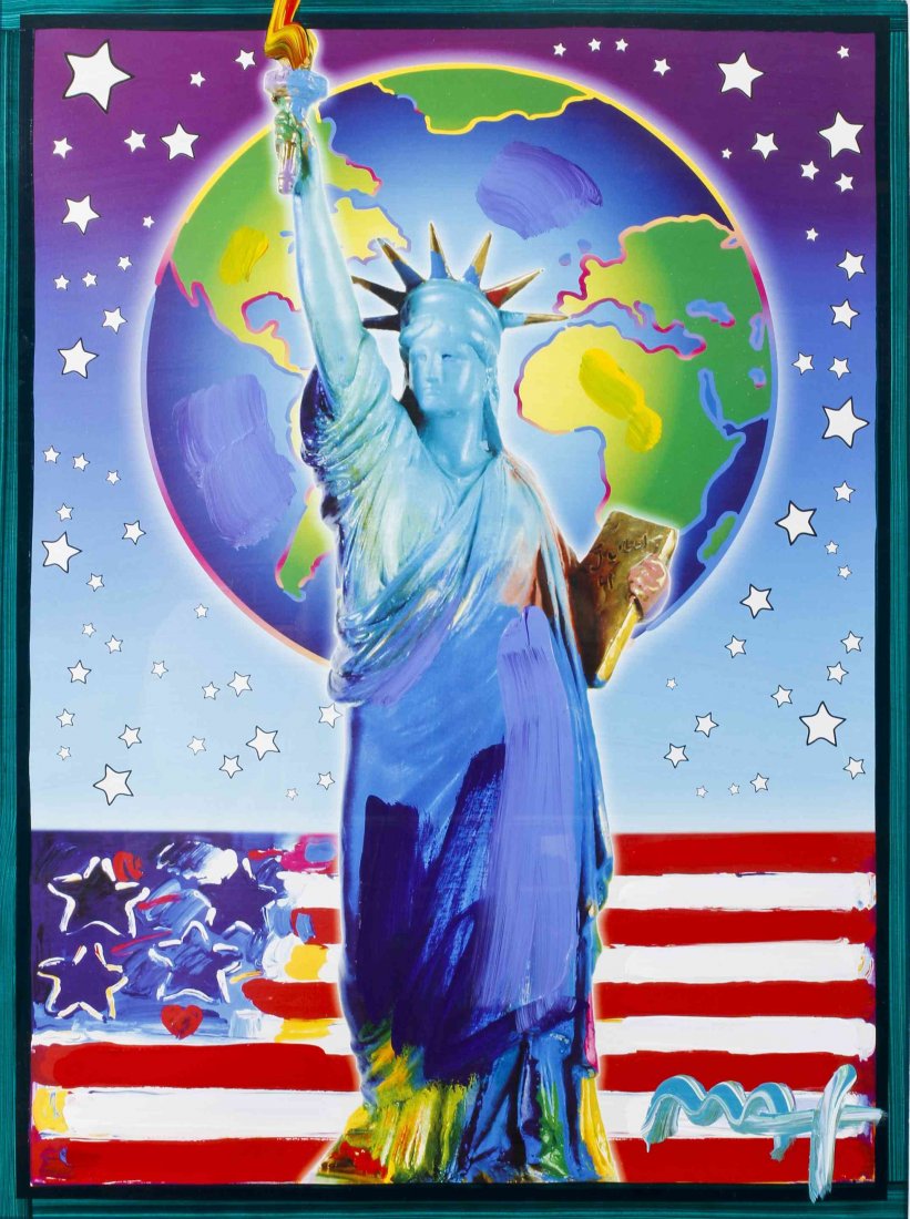 Peter Max, (American, b. 1937), Peace on Earth II: Peter Max (American, b. 1937) Peace on Earth II mixed media signed Max (lower right) 23 x 17 inches. Property from the Estate of Kenneth Palmer, Fort Ann, New York