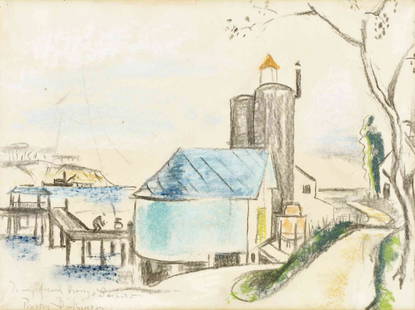 Preston Dickinson, (American, 1889 - 1930), Long Island: Preston Dickinson (American, 1889 - 1930) Long Island watercolor and pastel on paper inscribed and signed Preston Dickinson (lower left) 13 x 10 inches. Provenance: Came from the Collection of Lauranc