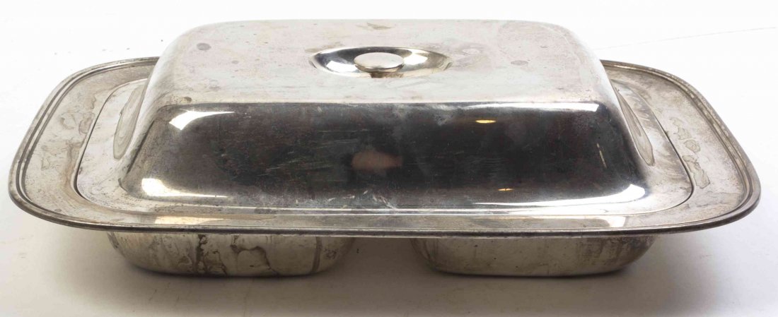 An American Silver Entree, Whiting Mfg. Co., New York,: An American Silver Entree, Whiting Mfg. Co., New York, NY, of rectangular form with a sectioned interior. Width 12 3/4 x depth 9 5/8 inches.
