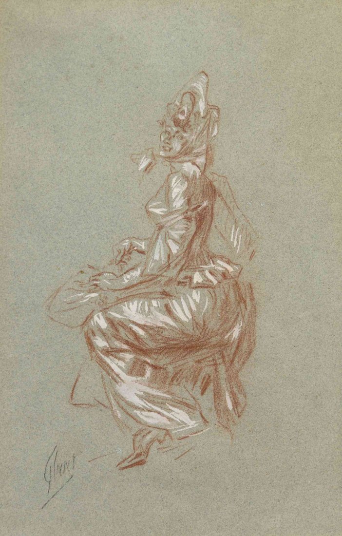 Jules Cheret, (French, 1836-1932), Portrait of a Lady: Jules Cheret (French, 1836-1932) Portrait of a Lady chalk and gouache signed Cheret (lower left) 9 1/4 x 5 inches. Property from the Collection of Ms. Susan Larson, Chicago, Illinois