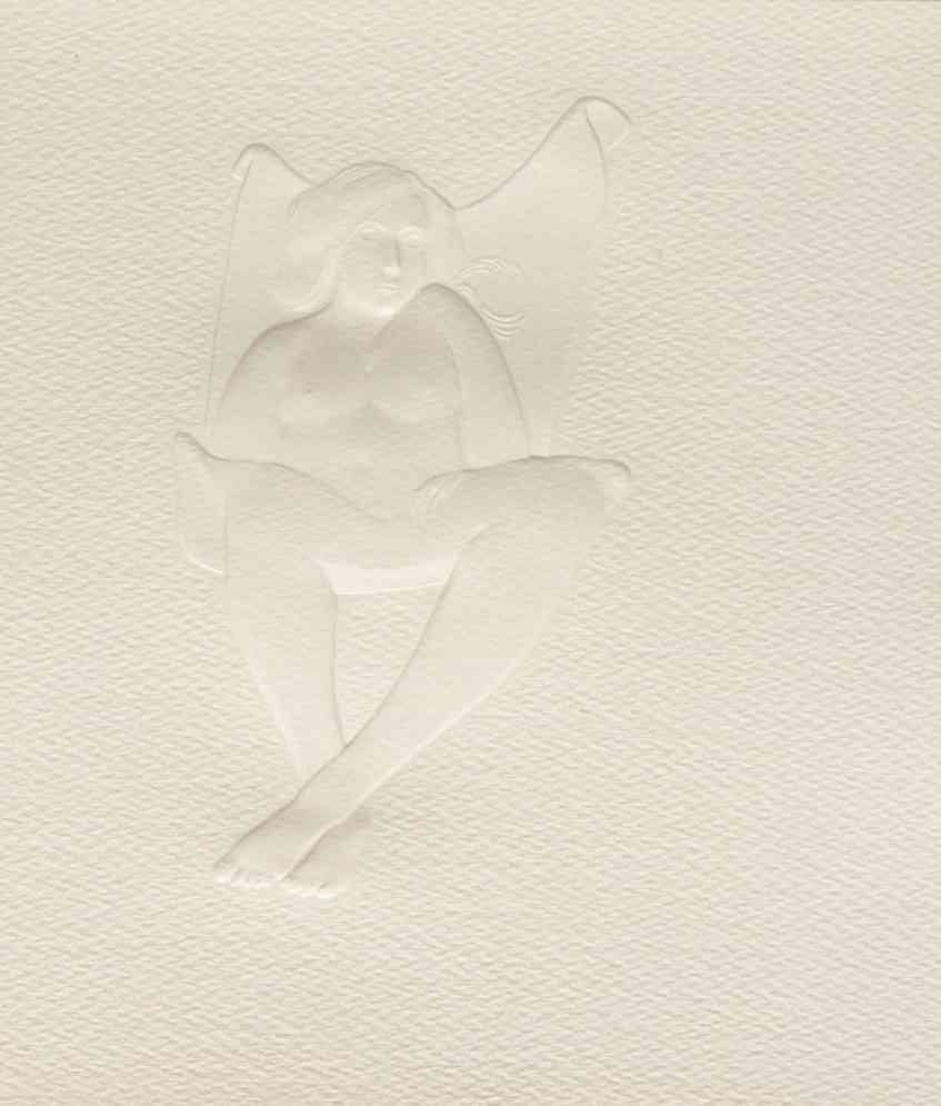 Attributed to Frank Gallo, (American, b. 1933),: Attributed to Frank Gallo (American, b. 1933) Untitled (Nude in Chair) cast paper relief 8 3/4 x 7 1/2 inches. Property from the Collection of Jane Levenberg Gerber, Evanston, Illinois