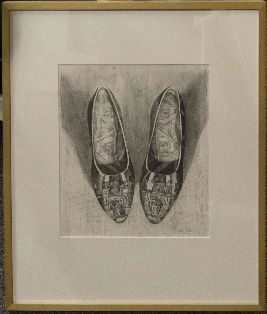 Stephen Talasnik, (American, b. 1954), Proper Attire: Stephen Talasnik (American, b. 1954) Proper Attire (The Sistine Heels), 1987 pencil on Arches watercolor paper signed and dated Stephen Talasnik '87 (lower right) 12 x 10 /12 inches.