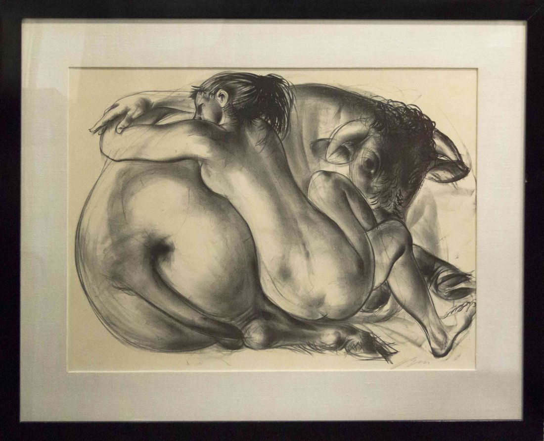 Hans Erni, (Swiss, b. 1909), Nude and Bull: Hans Erni (Swiss, b. 1909) Nude and Bull lithograph signed Erni (lower right) 20 1/2 x 28 1/2 inches.