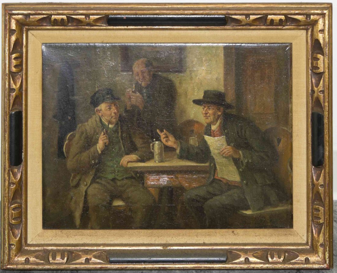 Bruno Blatter, (German, 19th century), Im Wirtshaus: Bruno Blatter (German, 19th century) Im Wirtshaus oil on canvas signed Bruno Blatter (lower right) 12 x 16 inches.