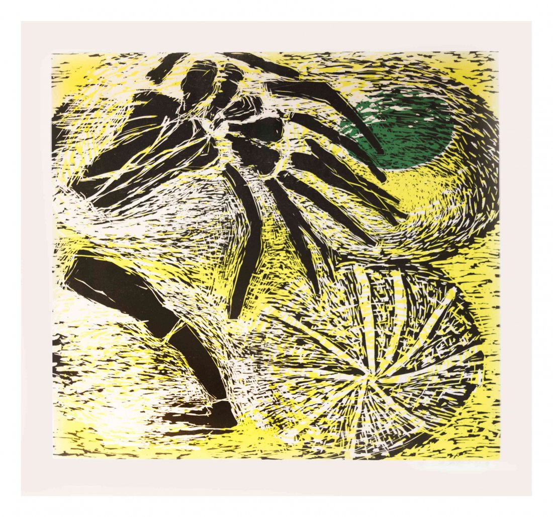 Susan Rothenberg, (American, b. 1945), Tilted, 1986: Susan Rothenberg (American, b. 1945) Tilted, 1986 woodcut edition 37/46, signed S. Rothenberg and dated (lower right) 46 x 50 inches.