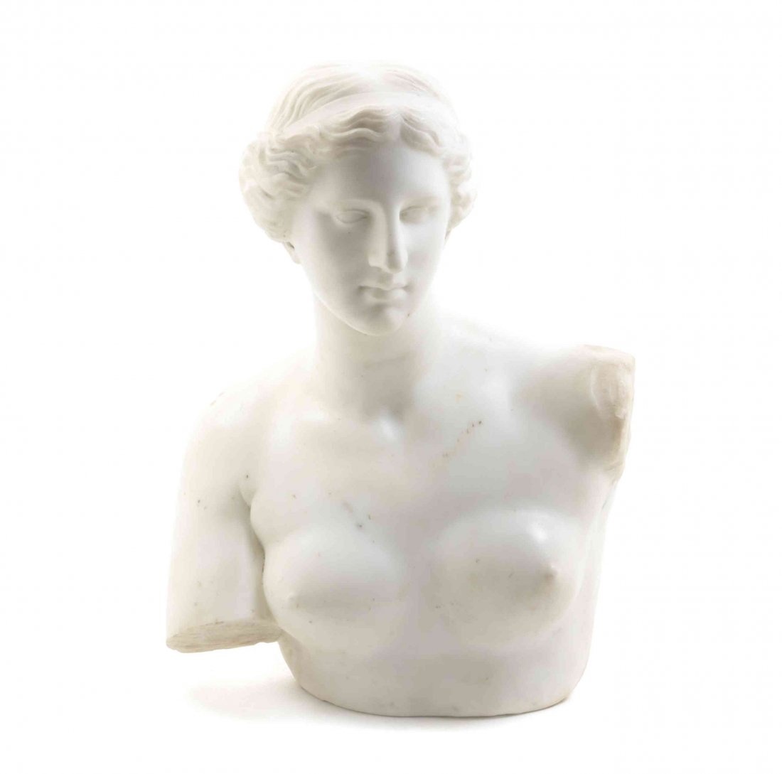 An Italian Marble Bust, after the Antique, Height 18: An Italian Marble Bust, after the Antique, depicting Venus de Milo. Height 18 1/2 inches.