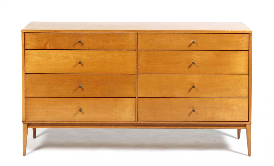 An American Chest of Drawers, Paul McCobb, Height 33: An American Chest of Drawers, Paul McCobb, the rectangular top over eight short graduated drawers, raised on square tapered legs. Height 33 1/2 x width 60 x depth 18 inches. Property from the Estate o