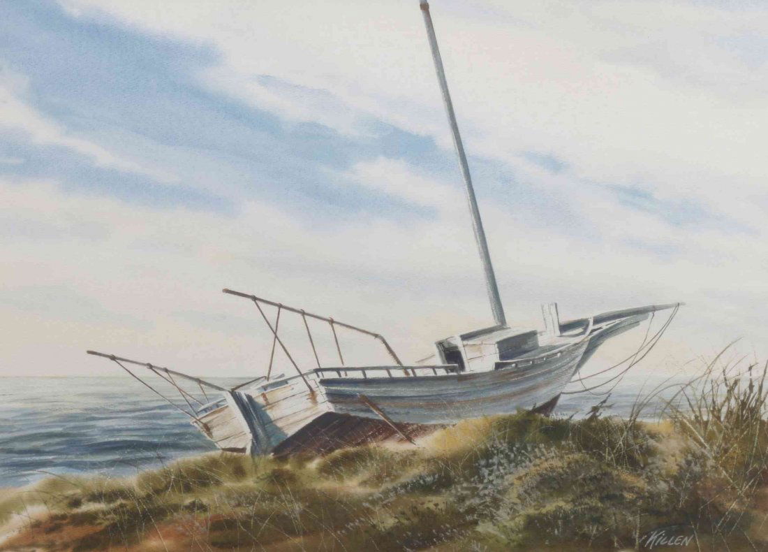 Jim Killen , (American, b. 1934), A Skipjack: Jim Killen (American, b. 1934) A Skipjack watercolor signed Killen (lower right) 14 1/2 x 20 inches.