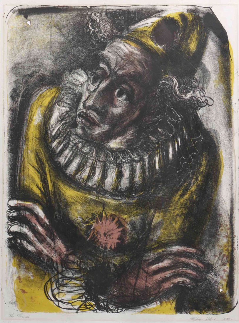 Misch Kohn, (American, 1916-2002), The Clown: Misch Kohn (American, 1916-2002) The Clown lithograph signed Misch Kohn, titled and dated (lower right) 18 x 13 1/2 inches. Property of a Midwest Institution