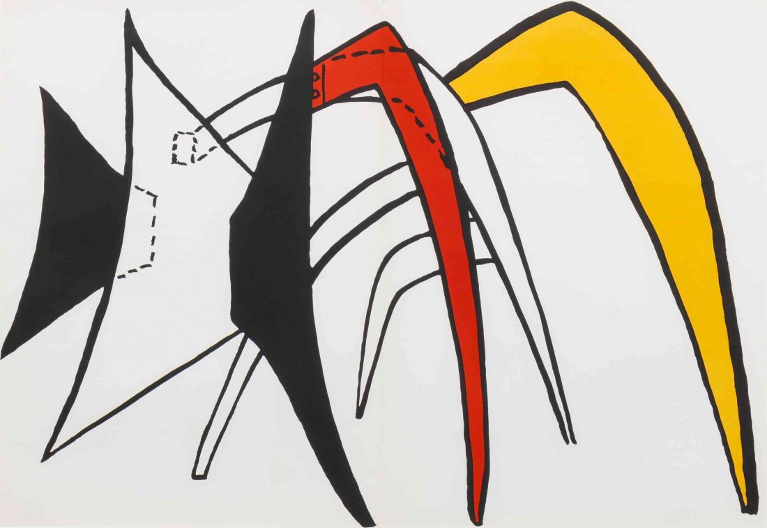 Alexander Calder, (American, 1898-1976), Derriere le: Alexander Calder (American, 1898-1976) Derriere le Miroir #141 (Plate 5), 1963 lithograph 15 x 22 inches.