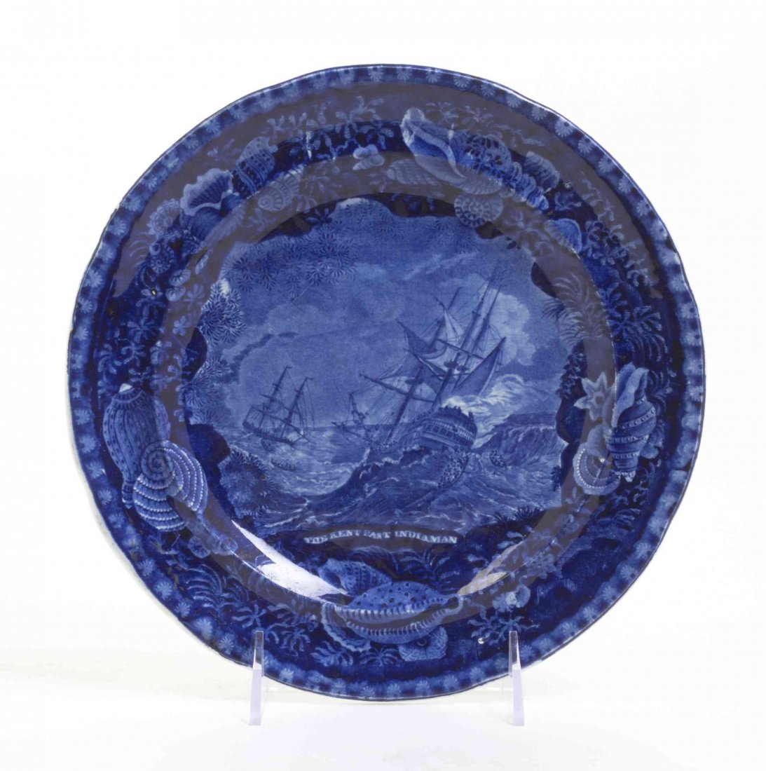 An English Transfer Decorated Plate, Enoch Wood,: An English Transfer Decorated Plate, Enoch Wood, The Kent East India Man. Diameter 9 1/4 inches. Property from the Estate of Norman and Dorothy Holmes, Wilmette, Illinois