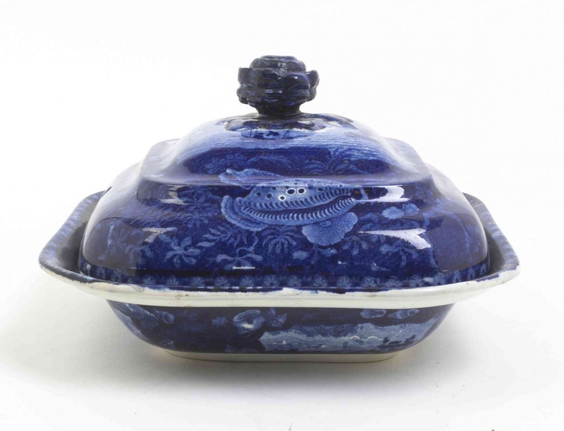 An English Transfer Decorated Covered Entree, Width 9: An English Transfer Decorated Covered Entree, The Ship of the Line in the Downs. Width 9 1/2 inches. Property from the Estate of Norman and Dorothy Holmes, Wilmette, Illinois