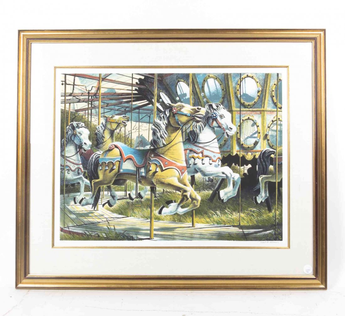 Robert Addison, (American, 1924-1988), The Carousel: Robert Addison (American, 1924-1988) The Carousel serigraph edition 98/100, signed Robert W. Addison (lower right) 18 1/4 x 24 1/4 inches. Provenance: Merril Chase Gallery, Chicago