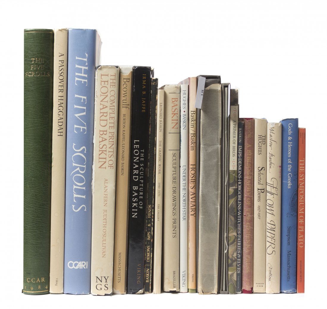 (BASKIN, LEONARD) A group of 19 books, 13 of which are: (BASKIN, LEONARD) A group of 19 books, 13 of which are signed and/or limited, including Demons, Imps, and Fiends. By Leonard Baskin. S.n.: Gehenna, 1976. Leonard Baskin: The Graphic Work, 1950-1970. N