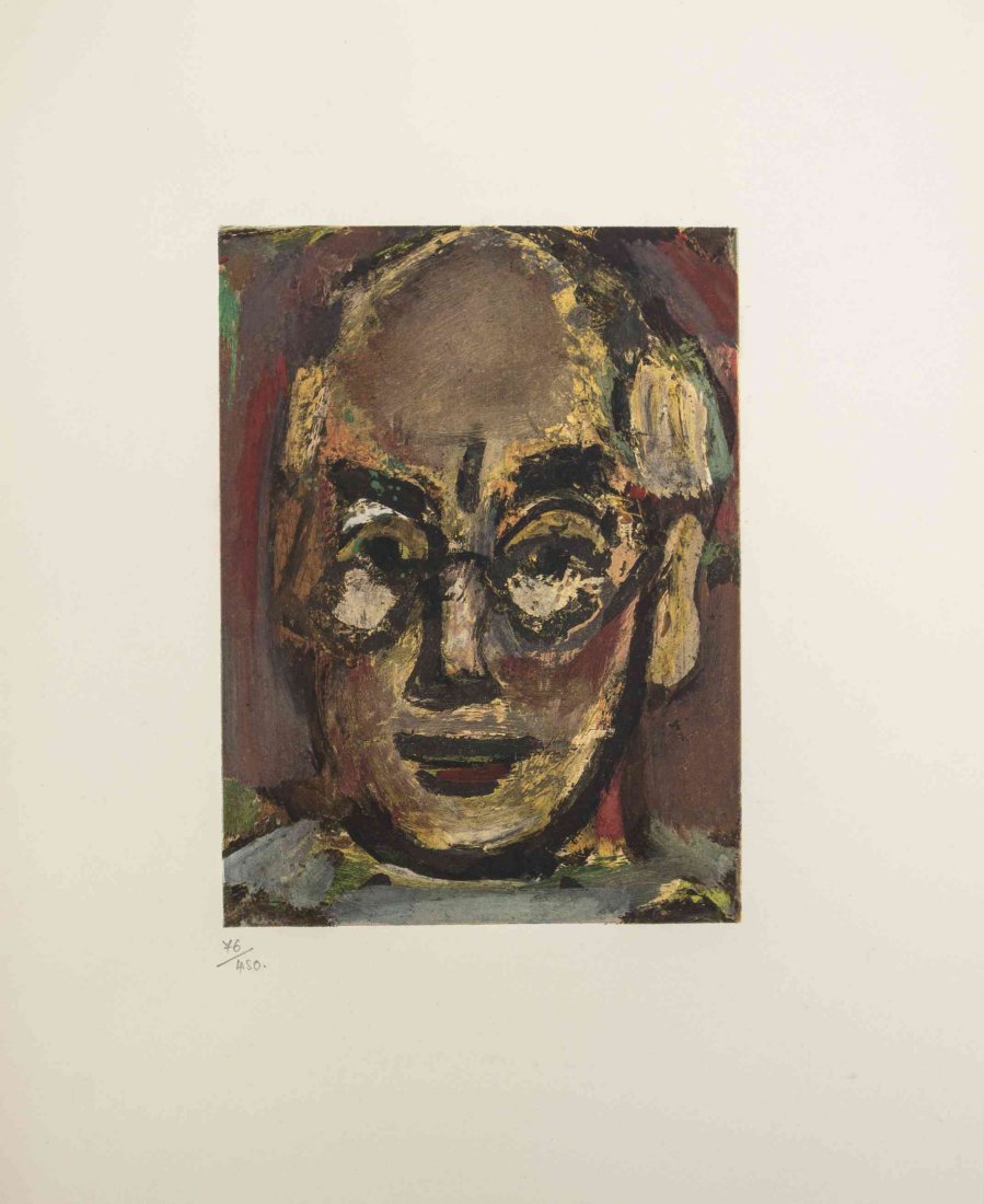 ROUALT, GEORGES. Visages. Boston: Boston Book and Art: ROUAULT, GEORGES Visages. Boston: Boston Book and Art Shop, 1969. Portfolio, contents loose as issued in publisher's cream cloth folding case. With 10 color lithograph reproductions of Rouault's paint
