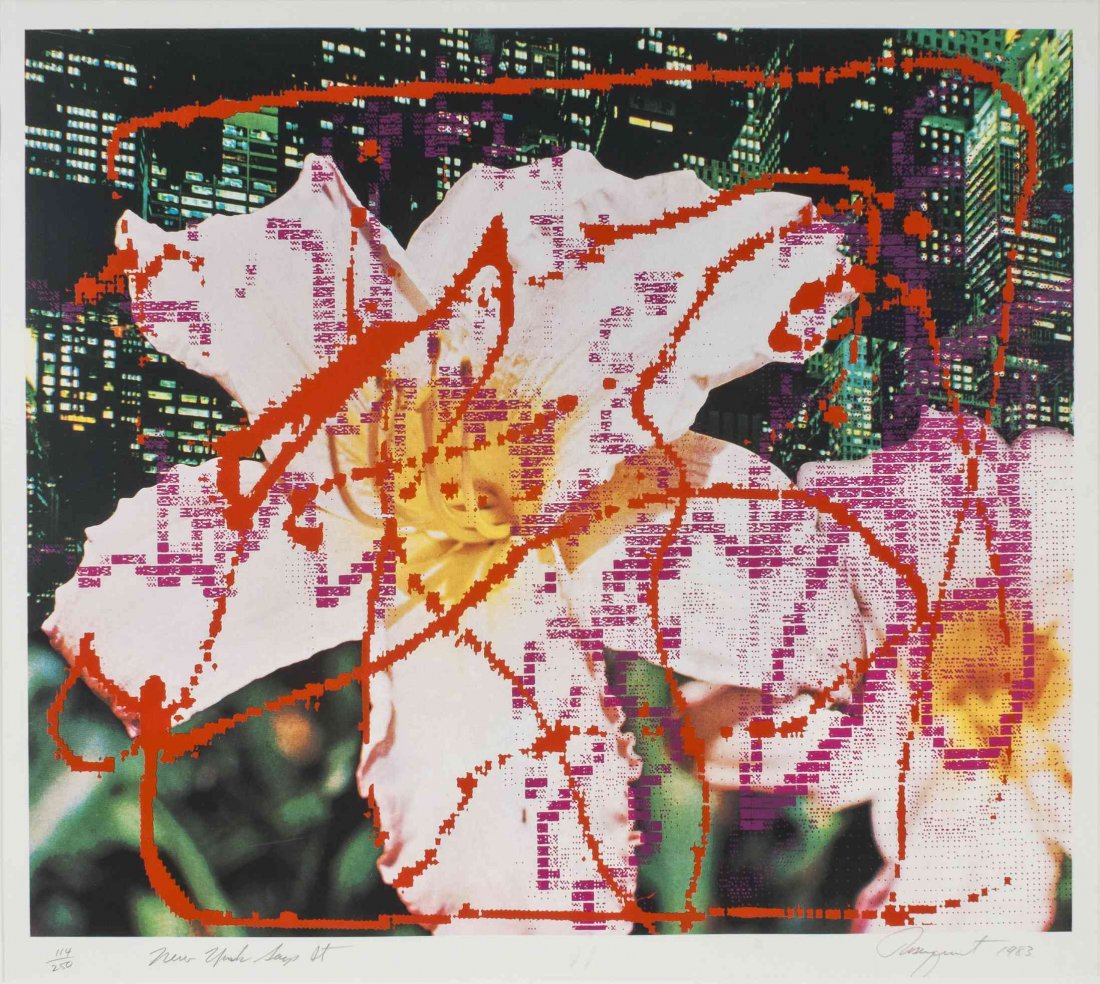 James Rosenquist, (American, b. 1933), New York Says: James Rosenquist (American, b. 1933) New York Says It, 1983 color screenprint and lithograph edition 114/250, signed Rosenquist, titled and dated (lower right) 27 1/2 x 31 3/4 inches.