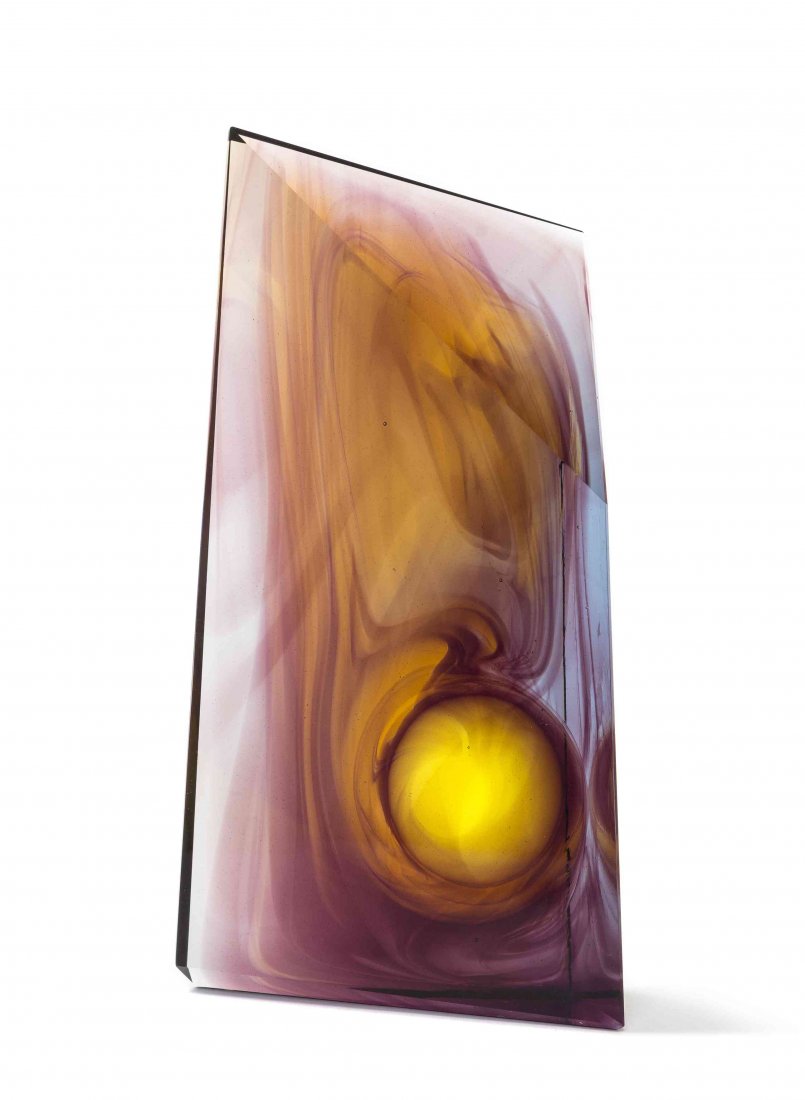 An American Studio Glass Sculpture, Mark Peiser (b.: An American Studio Glass Sculpture, Mark Peiser (b. 1938), of faceted form, etched Peiser 1S164.BA. Height 8 3/4 inches.