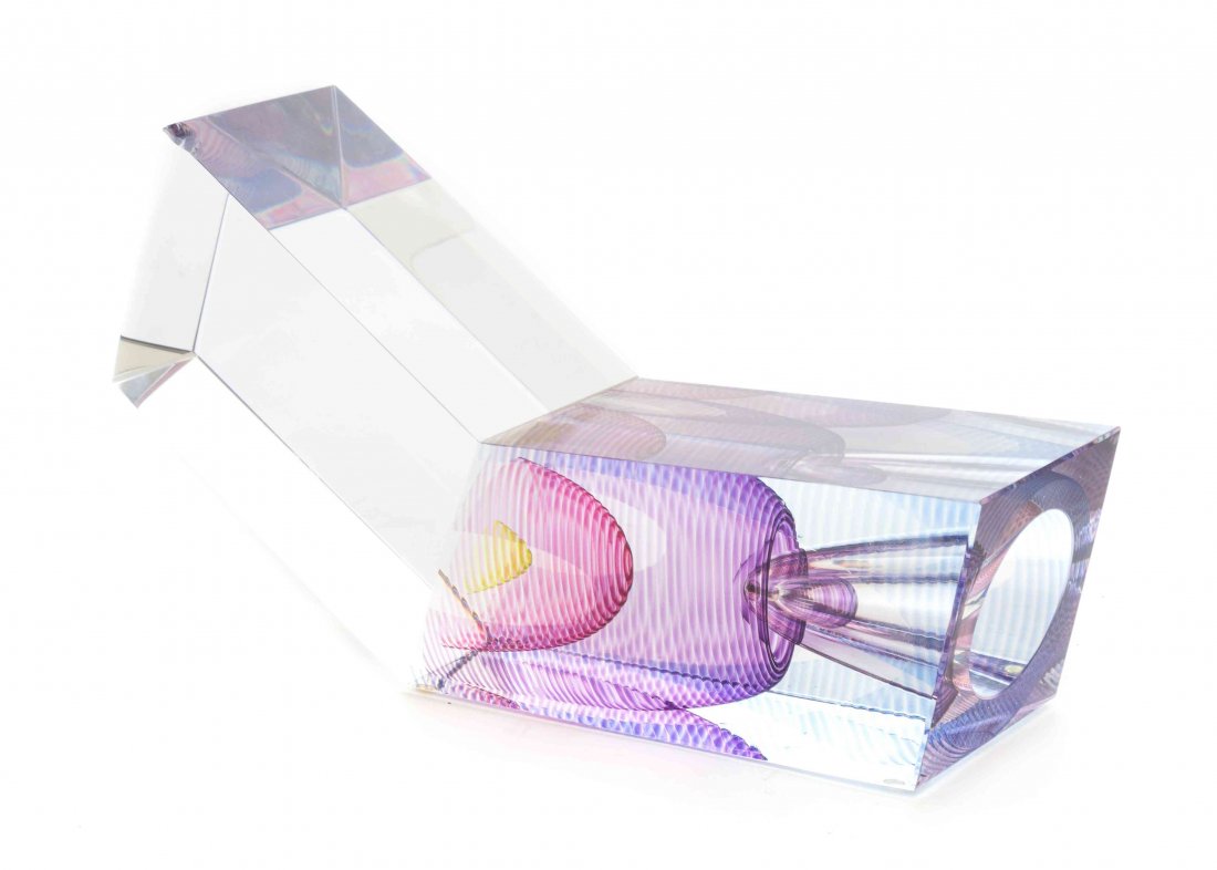 A Studio Glass Sculpture, Michael David and Kit Karble,: A Studio Glass Sculpture, Michael David and Kit Karble, having internal decoration, etched Michael David 48938 Kit Karble. Height 4 1/2 x width 10 inches. Property from the Collection of Martin Coyne,