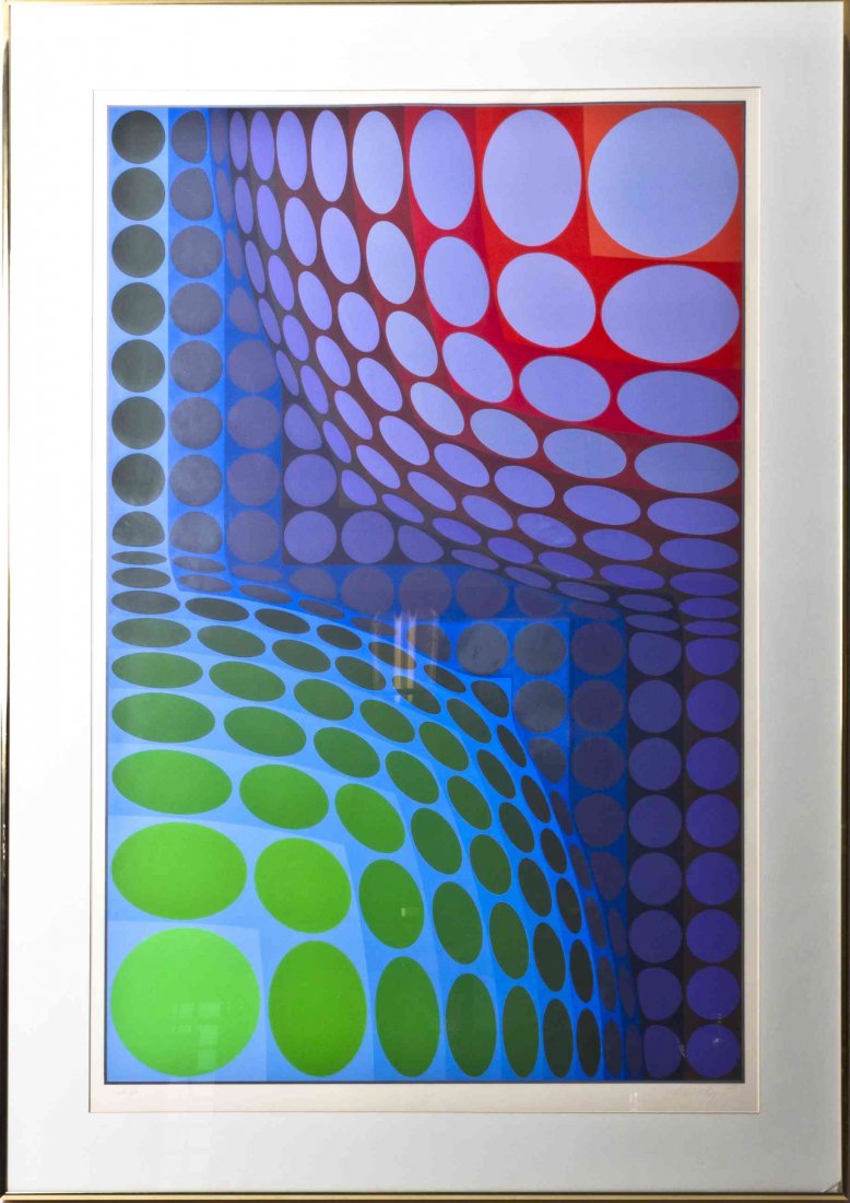 Victor Vasarely, (French/Hungarian, 1906-1997), Bi Vega: Victor Vasarely (French/Hungarian, 1906-1997) Bi Vega serigraph edition 226/250, signed Vasarely (lower right) 40 x 25 1/2 inches. Property from the Collection of Dr. Howard and Gertr