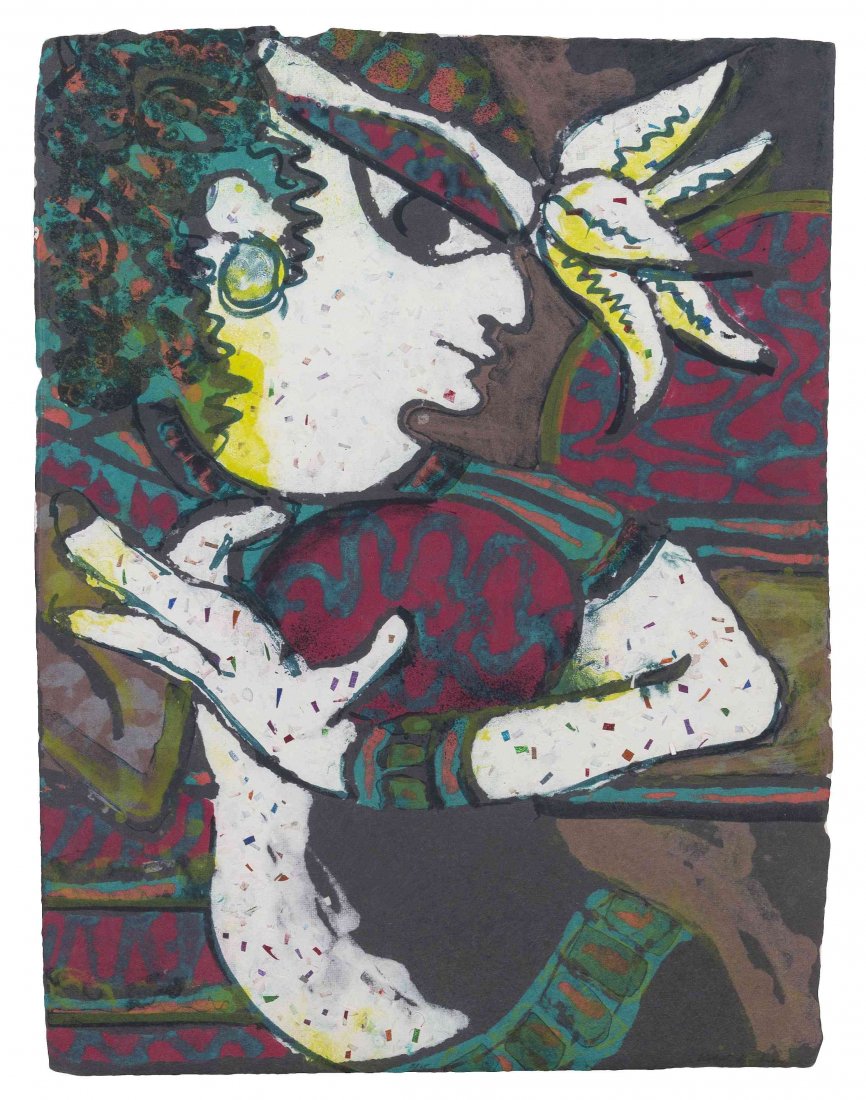 Robert Kushner, (American, b. 1949), Untitled: Robert Kushner (American, b. 1949) Untitled embossed lithograph signed Robert Kushner (lower right) 23 x 31 inches.