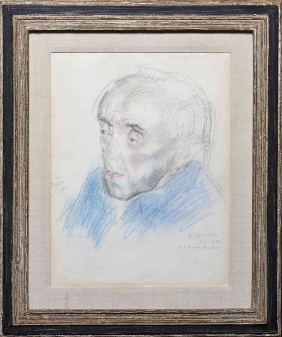 Raphael Soyer, (American, 1899-1987), Study for: Raphael Soyer (American, 1899-1987) Study for Portrait of Moses Soyer colored pencil on paper signed Raphael Soyer and titled (lower right) 13 1/2 x 10 1/4 inches.