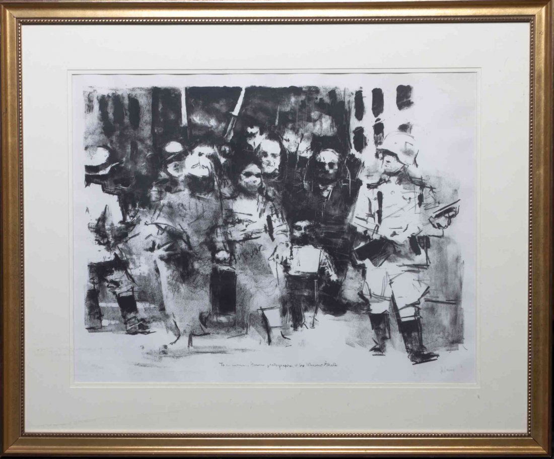 Jack Levine, (American, 1915-2010), Warsaw Ghetto: Jack Levine (American, 1915-2010) Warsaw Ghetto lithograph edition 50/120, signed Levine (lower right) 26 x 20 inches. Provenance: Washington Irving Gallery, New York