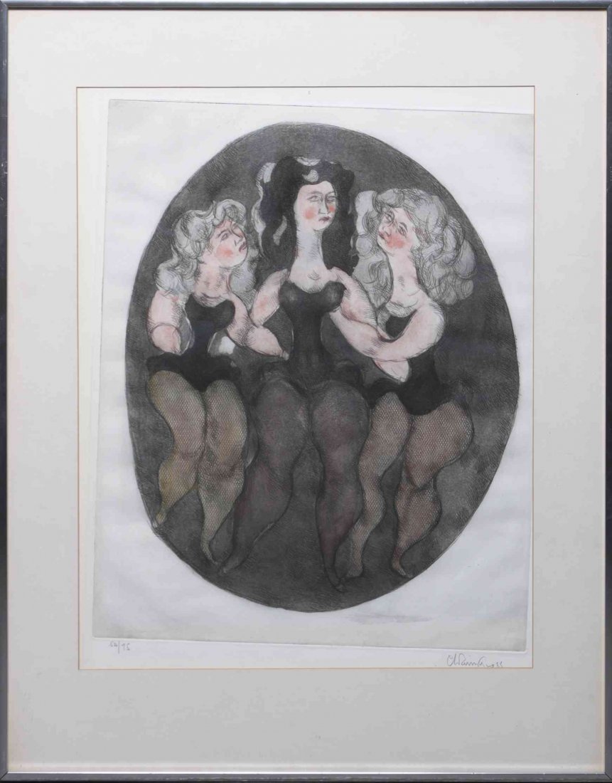 Chaim Gross, (American, 1904-1991), The Three Muses: Chaim Gross (American, 1904-1991) The Three Muses etching edition 52/95, signed Chaim Gross (lower right) 19 1/2 x 15 1/2 inches.