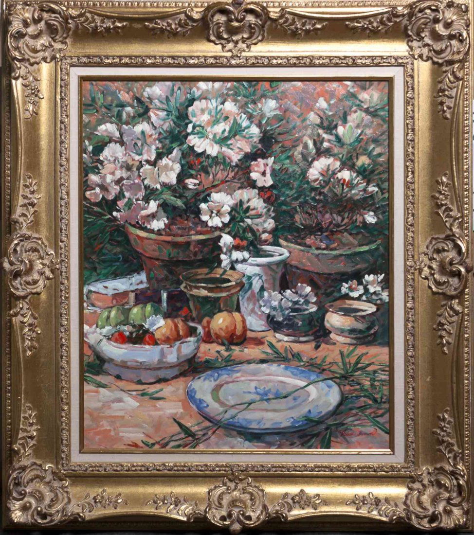 Robert Brown, (20th century), Still Life: Robert Brown (20th century) Still Life oil on canvas signed Robert Brown (lower right) 23 1/2 x 19 1/2 inches.