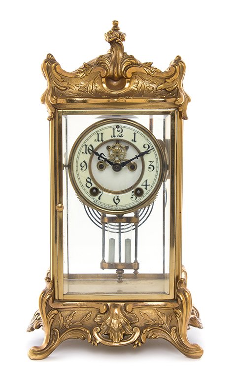A Louis XV Style Crystal Regulator Clock, Height 15: A Louis XV Style Crystal Regulator Clock, NEW HAVEN CLOCK CO., set in a Louis XV style Rococo case. Height 15 inches. Property from the Estate of Edsel and Dolores Safron, Town and Country, Missouri