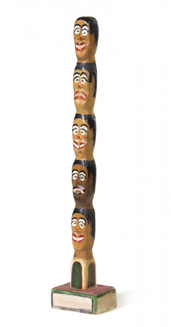 William Dawson, (American, 1901-1990), Totem, 1984: William Dawson (American, 1901-1990) Totem, 1984 carved and painted wood signed W. M. Dawson and dated (bottom) Height: 20 3/4 inches. Condition: There is light surface dust throughout; there are mino