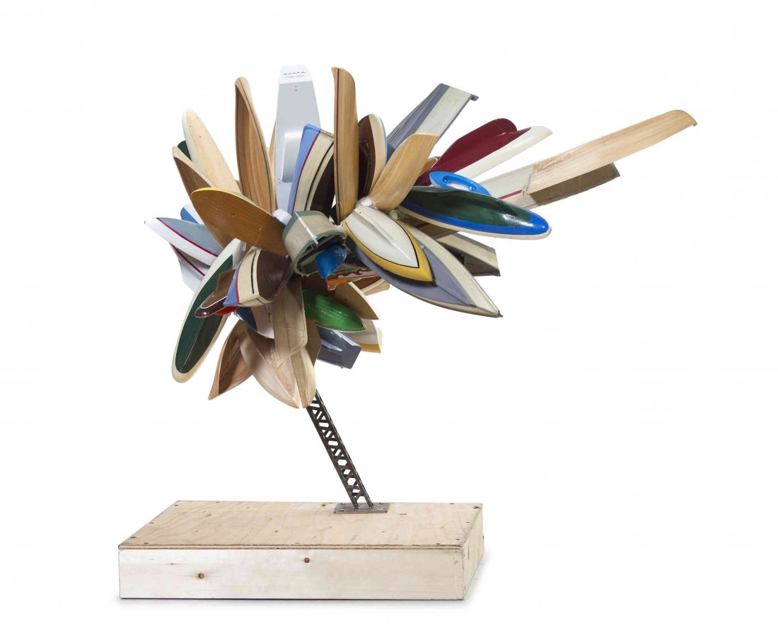 Nancy Rubins, (American, b. 1952), Maquette for Lincoln: Nancy Rubins (American, b. 1952) Maquette for Lincoln Center mixed media assemblage Height: 35 inches. Condition: Wear and tear to adhesive causing some of the sculptural elements to be loose in their