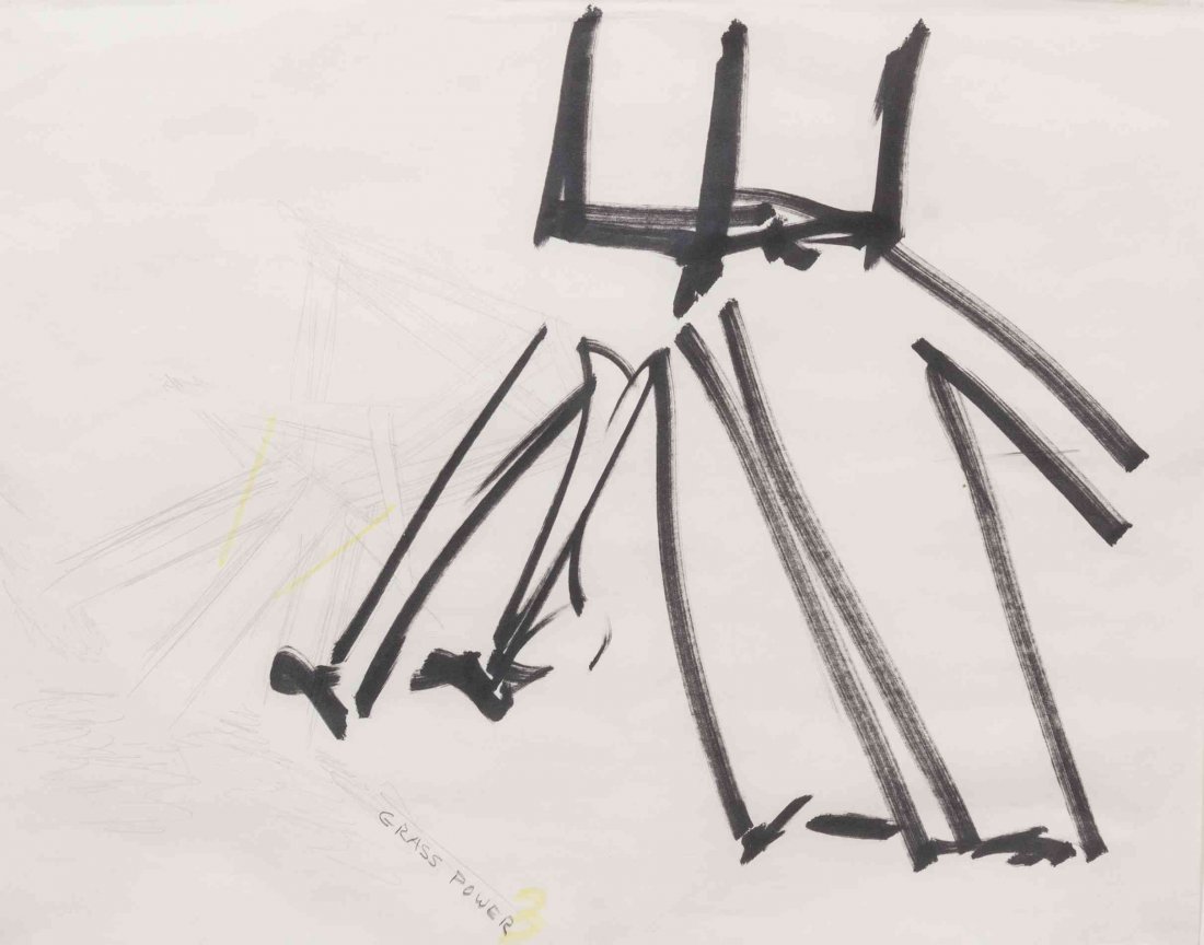 Mark di Suvero, (American, b. 1933), Grass Power: Mark di Suvero (American, b. 1933) Grass Power pencil and ink on paper titled (lower center) 13 1/2 x 16 7/8 inches. Condition: There is a slight rippling to the sheet; there are minor handling marks