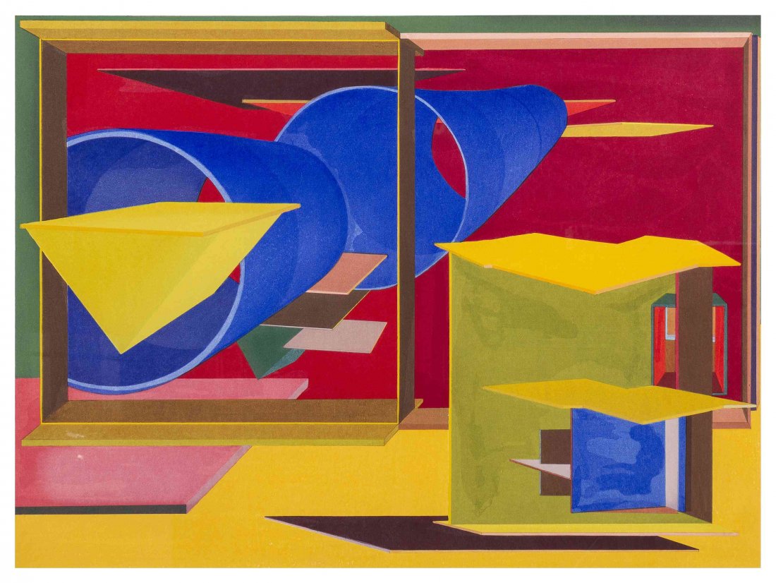 Al Held, (American, 1928-2005), Russel's Way, 1989: Al Held (American, 1928-2005) Russel's Way, 1989 color lithograph edition 52/125, signed Al Held (verso) 22 1/4 x 30 inches. Condition: Framed: 33 x 40 1/2 inches.