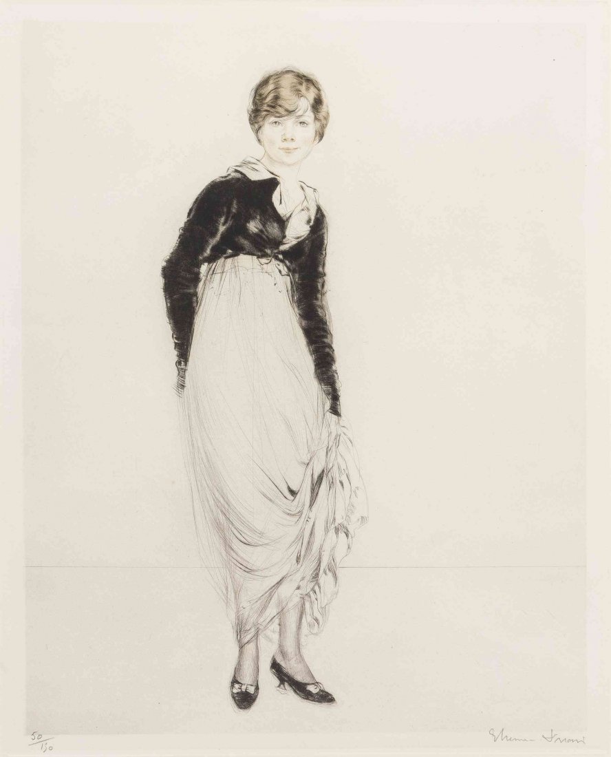 Etienne Drian, (French, 1885-1961), Young Woman in High: Etienne Drian (French, 1885-1961) Young Woman in High Heels color drypoint edition 50/150, signed Etienne Drian (lower right) 16 x 13 inches.