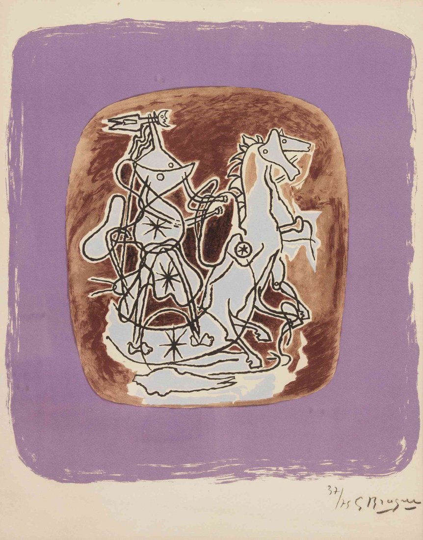 Georges Braque, (French, 1882-1963), Helios VI, 1948: Georges Braque (French, 1882-1963) Helios VI, 1948 color lithograph; Maeght, pub.; Mourlot, prntr. edition 37/75, signed G. Braque (lower right) 18 1/4 x 16 1/4 inches. Ref: Vallier, 41